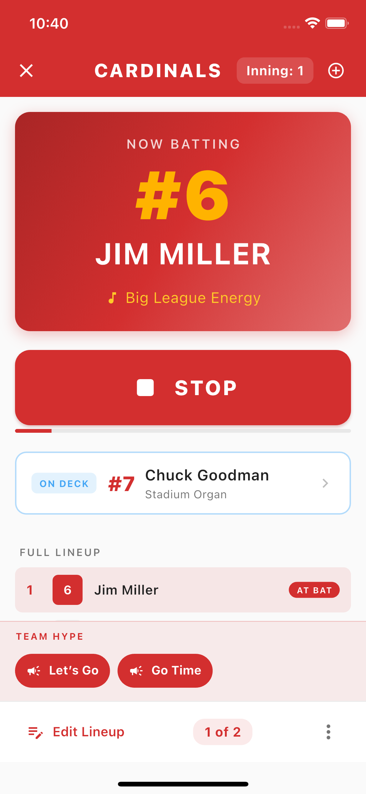 Auto-advance lineup